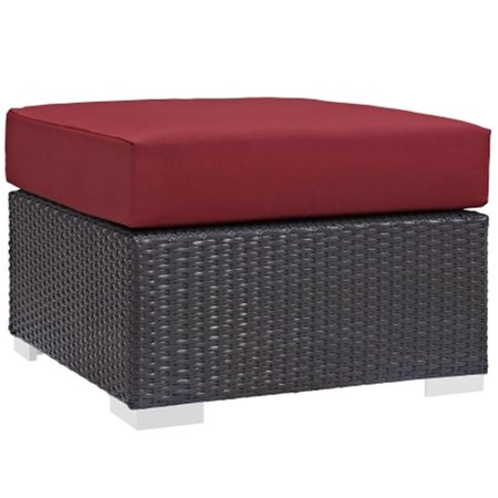 EAST END IMPORTS Convene Outdoor Patio Fabric Ottoman- Espresso RedEspresso Red EEI-1911-EXP-RED